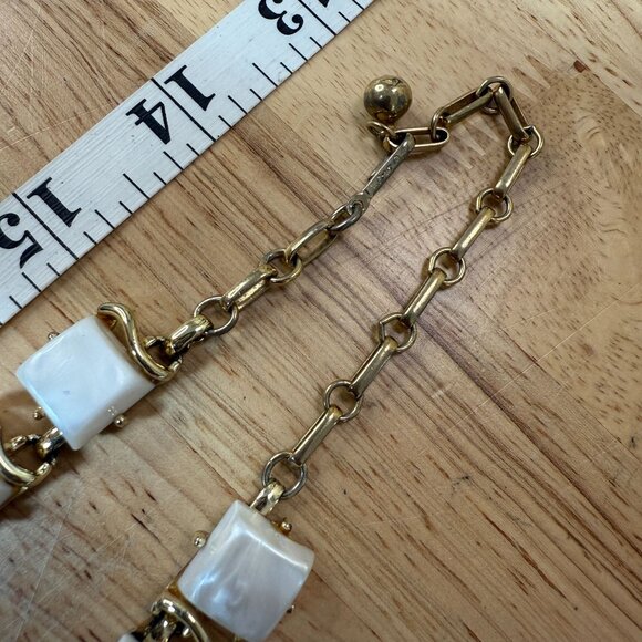 Vintage Coro Gold-Tone Link Necklace With White Thermoset Square Tiles Mid-Centu - Picture 16 of 16